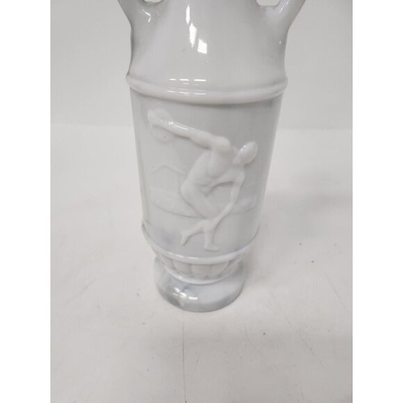 VINTAGE 1971 Jim Beam Greek Olympian Thrower Milk Glass Marble Whiskey Decanter - Picture 5 of 7